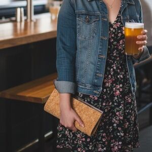 Cork clutch with silver clasp